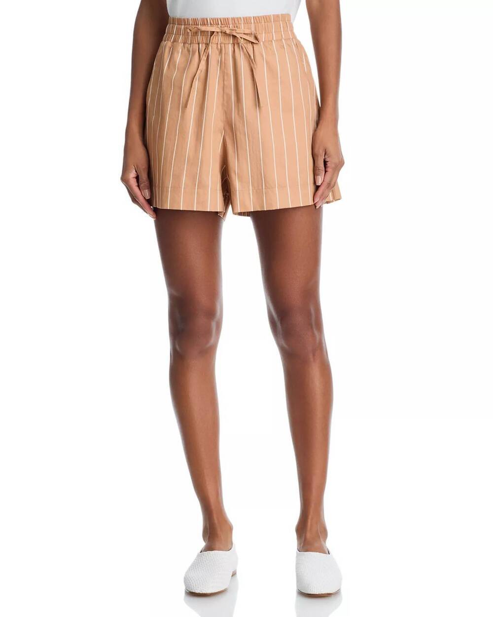 NEW FRENCH CONNECTION alexis poplin striped shorts in macchiato